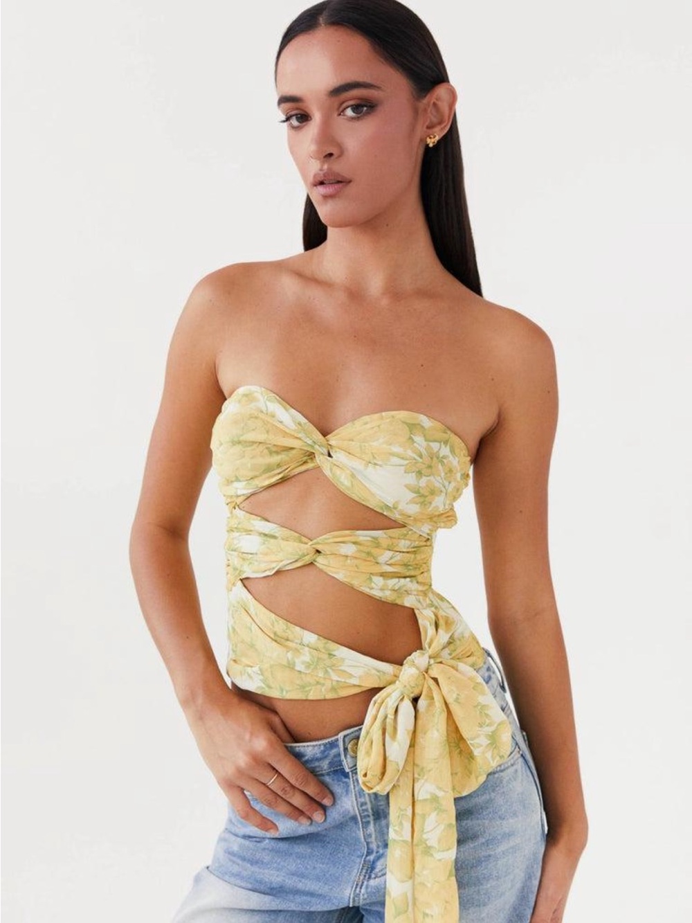NWT Peppermayo Sunlight Cascade Top – Daffodil Floral – Size US 10 / AU 14